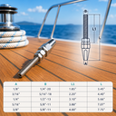 Marine Boat T316 Stainless Steel Swageless Threaded Stud for Cable, Wire Rope Railing Terminal Fitting for Deck, Dock - PACK 4