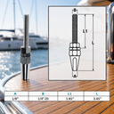 Marine Boat T316 Stainless Steel Swageless Threaded Stud for Cable, Wire Rope Railing Terminal Fitting for Deck, Dock - PACK 4