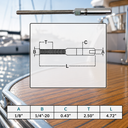 Fully Threaded Push and Go Swageless Lag for 1/8" 3/16" 1/4" Cable Rail, T316 Stainless Steel Railing Fitting - PACK 4