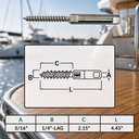 Push and Go Swageless Lag for Cable Rail, Marine Boat T316 Stainless Steel Wire Cable Railing Fitting for Deck and Dock - PACK 4