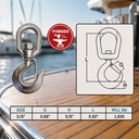 Drop Forged T316 Stainless Steel Swivel Hook, Swivel Eye Lifting Hook with WLL for Marine, Rigging, Chain - PACK 4