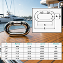 Stainless Steel 316 Chain Connecting Link, Marine Grade Chain Connector Link for Boat, Dock, Rigging - PACK 4