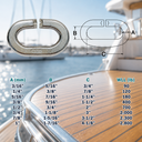 Marine Boat T316 Stainless Steel C Link Connector, Chain Link with WLL for Lifting, Rigging, Marine - PACK 4