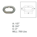 Marine Boat T316 Stainless Steel C Link Connector, Chain Link with WLL for Lifting, Rigging, Marine - PACK 4