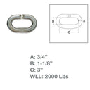 Marine Boat T316 Stainless Steel C Link Connector, Chain Link with WLL for Lifting, Rigging, Marine - PACK 4