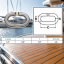 Marine Boat T316 Stainless Steel C Link Connector, Chain Link with WLL for Lifting, Rigging, Marine - PACK 4