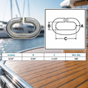 Marine Boat T316 Stainless Steel C Link Connector, Chain Link with WLL for Lifting, Rigging, Marine - PACK 4