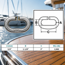 Marine Boat T316 Stainless Steel C Link Connector, Chain Link with WLL for Lifting, Rigging, Marine - PACK 4