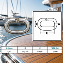 Marine Boat T316 Stainless Steel C Link Connector, Chain Link with WLL for Lifting, Rigging, Marine - PACK 4