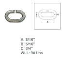 Marine Boat T316 Stainless Steel C Link Connector, Chain Link with WLL for Lifting, Rigging, Marine - PACK 4