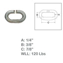 Marine Boat T316 Stainless Steel C Link Connector, Chain Link with WLL for Lifting, Rigging, Marine - PACK 4