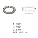 Marine Boat T316 Stainless Steel C Link Connector, Chain Link with WLL for Lifting, Rigging, Marine - PACK 4