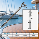 Cable Jaw Swageless Turnbuckle Pipe Turnbuckle, T316 Stainless Steel Wire Rope Tensioner for Marine, Deck, Dock - PACK 4