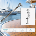 Cable Jaw Swageless Turnbuckle Pipe Turnbuckle, T316 Stainless Steel Wire Rope Tensioner for Marine, Deck, Dock - PACK 4
