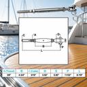 Marine T316 Stainless Steel Cable Jaw and Swage Stud Thread Turnbuckle, Wire Rope Tensioner for Deck, Dock, Boat - PACK 4
