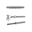 Marine T316 Stainless Steel Cable Jaw and Swage Stud Thread Turnbuckle, Wire Rope Tensioner for Deck, Dock, Boat - PACK 4