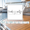 Marine T316 Stainless Steel Cable Jaw and Swage Stud Thread Turnbuckle, Wire Rope Tensioner for Deck, Dock, Boat - PACK 4