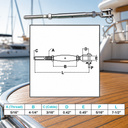 Marine T316 Stainless Steel Cable Jaw and Swage Stud Thread Turnbuckle, Wire Rope Tensioner for Deck, Dock, Boat - PACK 4