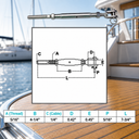 Marine T316 Stainless Steel Cable Jaw and Swage Stud Thread Turnbuckle, Wire Rope Tensioner for Deck, Dock, Boat - PACK 4