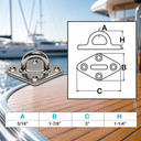 Light Duty 304 Stainless Steel Diamond Pad Eye Plate, Hammock Deck Marine Hardware for Rope, Strap, Shade Sail - PACK 4