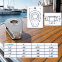 Marine T316 Stainless Steel Solid Wire Rope Thimble, Precision Cast Solid Thimble for Cable, Rigging, Boat, and Dock Hardware
