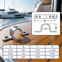 Marine Grade T316 Stainless Steel 2 Hole Eye Strap, Boat Rigging Hardware for Rope, Cable, Tie Down, - PACK 4