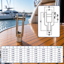 Left Handed Threaded Yoke End, T316 Stainless Steel Marine Fork Terminal for Rigging, Cable, Rod - PACK 4