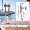 Left Handed Threaded Yoke End, T316 Stainless Steel Marine Fork Terminal for Rigging, Cable, Rod - PACK 4