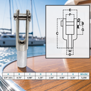 Left Handed Threaded Yoke End, T316 Stainless Steel Marine Fork Terminal for Rigging, Cable, Rod - PACK 4