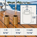 Marine Precision Formed Replacement Brass Bushing Sleeve Bearing, Boat Hardware Bearing Sleeve for Pulley, Sheave - PACK 10