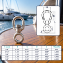 T316 Stainless Steel Chain Swivel, FED SPEC Drop Forged Marine Grade Swivel Connector for Chain, Rigging, Boat - PACK 4