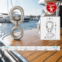 T316 Stainless Steel Chain Swivel, FED SPEC Drop Forged Marine Grade Swivel Connector for Chain, Rigging, Boat - PACK 4