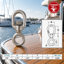 T316 Stainless Steel Chain Swivel, FED SPEC Drop Forged Marine Grade Swivel Connector for Chain, Rigging, Boat - PACK 4