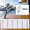 Drop Forged Stainless Steel Turnbuckle Jaw with Right Hand Thread, Marine Rigging Jaw End Fitting for Cable, Chain - PACK 4