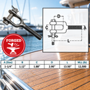 Drop Forged Stainless Steel Turnbuckle Jaw with Right Hand Thread, Marine Rigging Jaw End Fitting for Cable, Chain - PACK 4