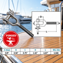 Drop Forged Stainless Steel Turnbuckle Jaw with Right Hand Thread, Marine Rigging Jaw End Fitting for Cable, Chain - PACK 4