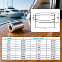T316 Stainless Steel Wire Rope Button Stop Clips, Marine Cable Ferrules for Wire Rope Stops, Railing, Rigging - PACK 4