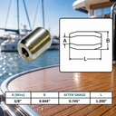T316 Stainless Steel Wire Rope Button Stop Clips, Marine Cable Ferrules for Wire Rope Stops, Railing, Rigging - PACK 4