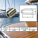 T316 Stainless Steel Wire Rope Button Stop Clips, Marine Cable Ferrules for Wire Rope Stops, Railing, Rigging - PACK 4
