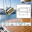 T316 Stainless Steel Wire Rope Button Stop Clips, Marine Cable Ferrules for Wire Rope Stops, Railing, Rigging - PACK 4