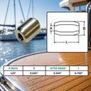 T316 Stainless Steel Wire Rope Button Stop Clips, Marine Cable Ferrules for Wire Rope Stops, Railing, Rigging - PACK 4