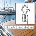 Marine T304 Stainless Steel Ring Eye Bolt with Shoulder, Ring Diameter Eye Bolt for Boat, Dock, Deck - PACK 4