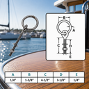 Marine T304 Stainless Steel Ring Eye Bolt with Shoulder, Ring Diameter Eye Bolt for Boat, Dock, Deck - PACK 4