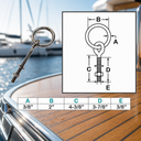Marine T304 Stainless Steel Ring Eye Bolt with Shoulder, Ring Diameter Eye Bolt for Boat, Dock, Deck - PACK 4