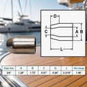 T316 Stainless Steel Flemish Eye Sleeves for Wire Rope Cable, Marine Grade Cable Ferrules for Rigging, Lifting - PACK 4