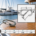 Marine T316 Stainless Steel Bit Snap, Rigging Lift Link Clip Snap for Rope, Chain, Cable, and Dock Hardware - PACK 4