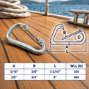 Marine T316 Stainless Steel Spring Clip with WLL, Rigging Lift Link Clip for Rope, Chain, Cable - PACK 4
