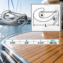 T316 Stainless Steel Open End Spring Snap Tack Hook, Marine Sail Snap Hook for Rope, Line, Rigging - PACK 4