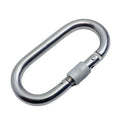 T316 Stainless Steel Oval Carabiner Clip Spring Snap Hook with Lock Nut, Marine Locking Connector for Rope, Chain - PACK 4