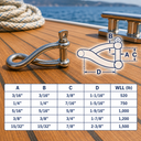 T316 Stainless Steel Twisted Shackle with Screw Pin, Marine Grade Rigging Shackle for Boat, Dock, Rope, Chain - PACK 4